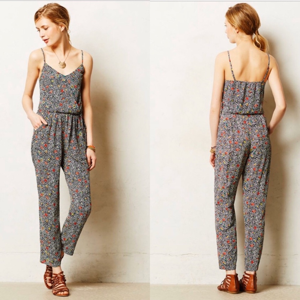 Anthropologie Elevenses "Peonia Jumper" Jumpsuit S